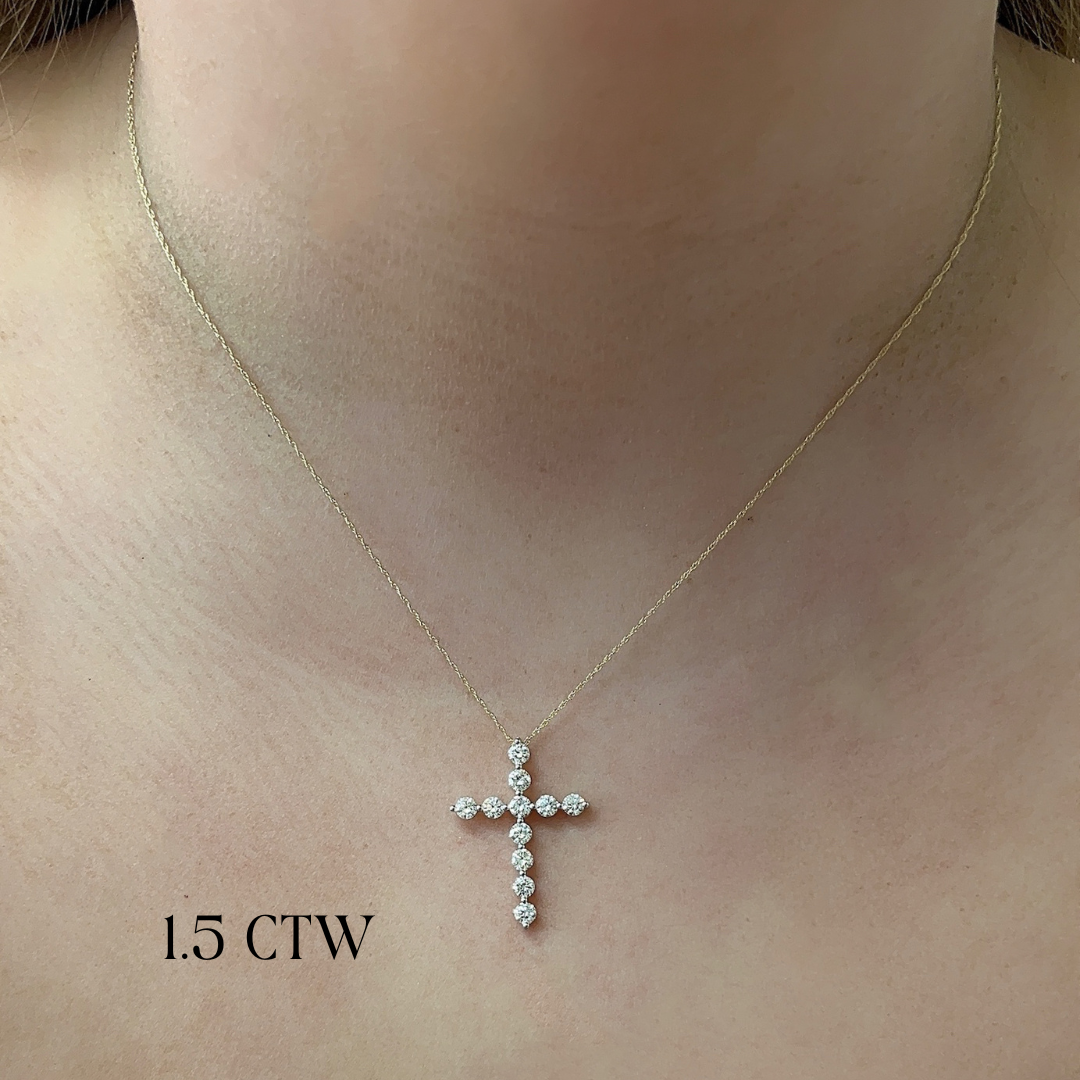 Lab-Grown Bubble Diamond Cross Necklace – Dallas Diamond Bar
