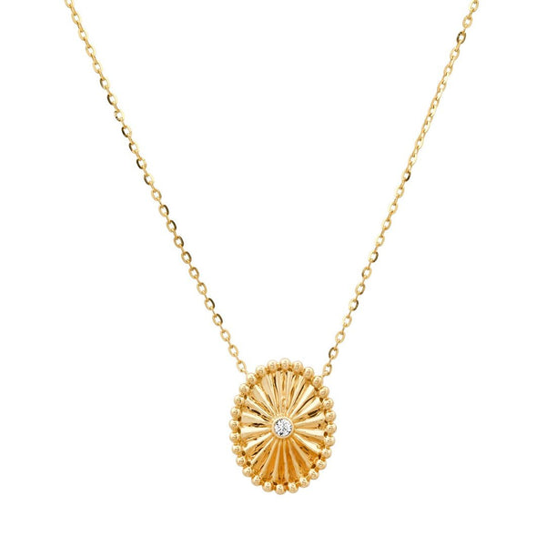 Fluted Diamond Disc Necklace