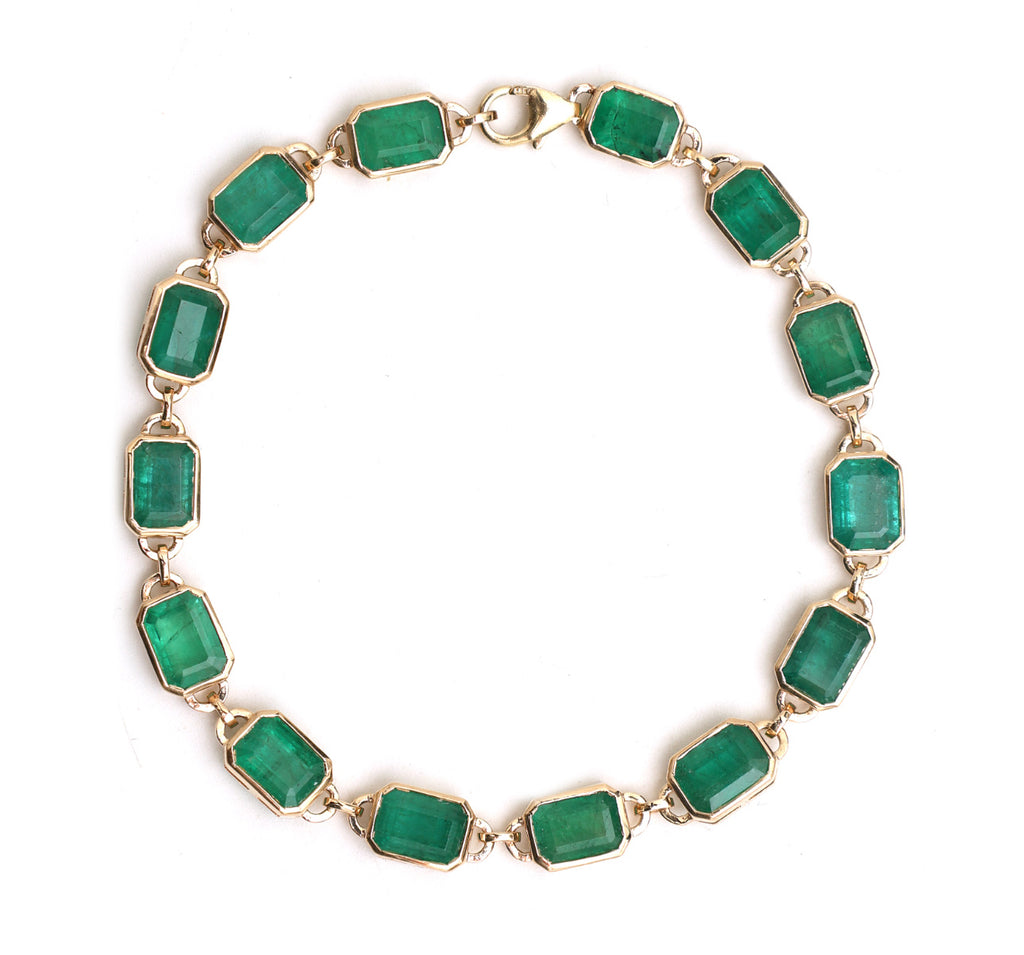 Bezel Emerald Gemstone Tennis Bracelet