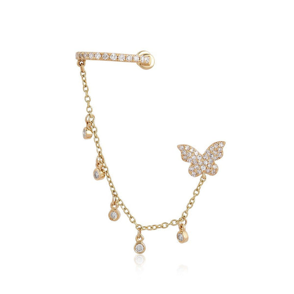 Diamond Butterfly & Bezel Cuff