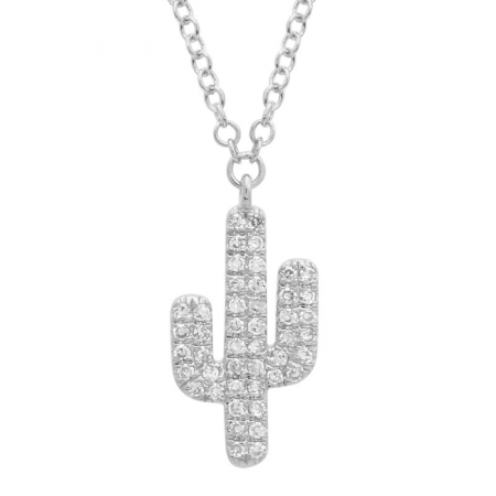 Diamond Cactus Pendant Necklace