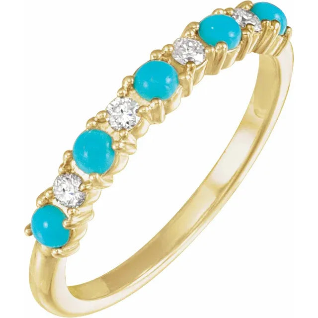 Alternating Turquoise & Diamond Band