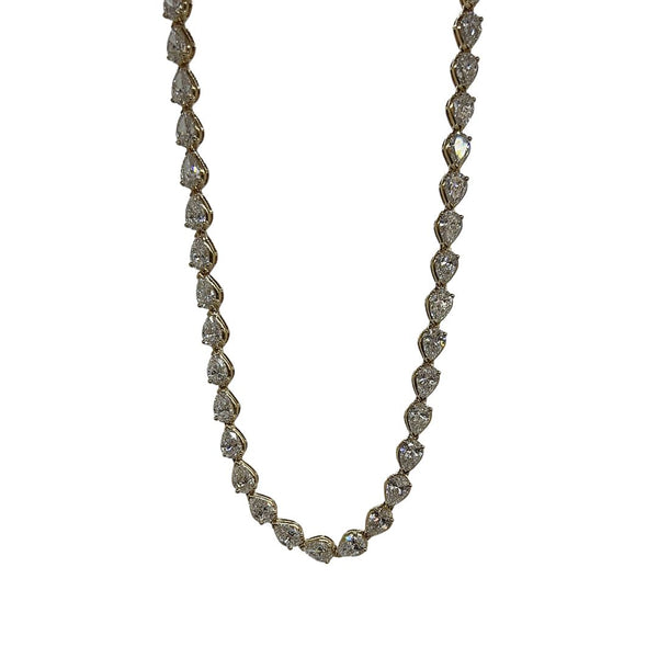 Lab-Grown 16.6 CTW East/West Pear Tennis Necklace