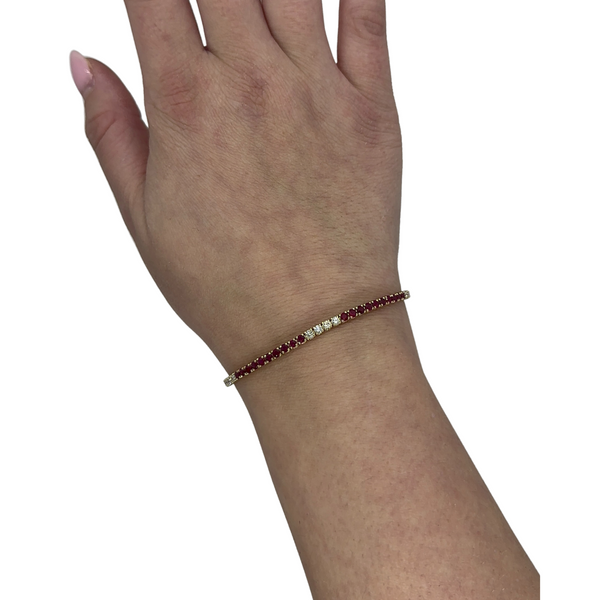 Alternating Ruby & Diamond Tennis Bracelet