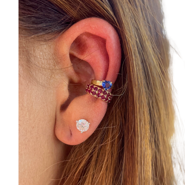 Double Row Ruby Ear Cuff
