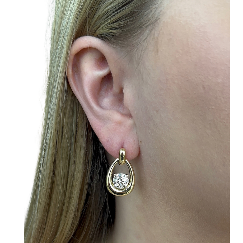 Lab-Grown Teardrop Solitaire Diamond Dangle Earrings