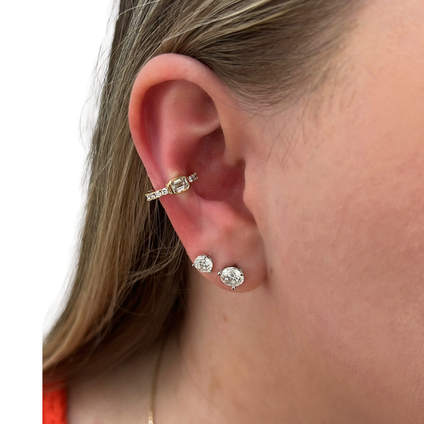 Lab-Grown Bezel Emerald Cut Ear Cuff