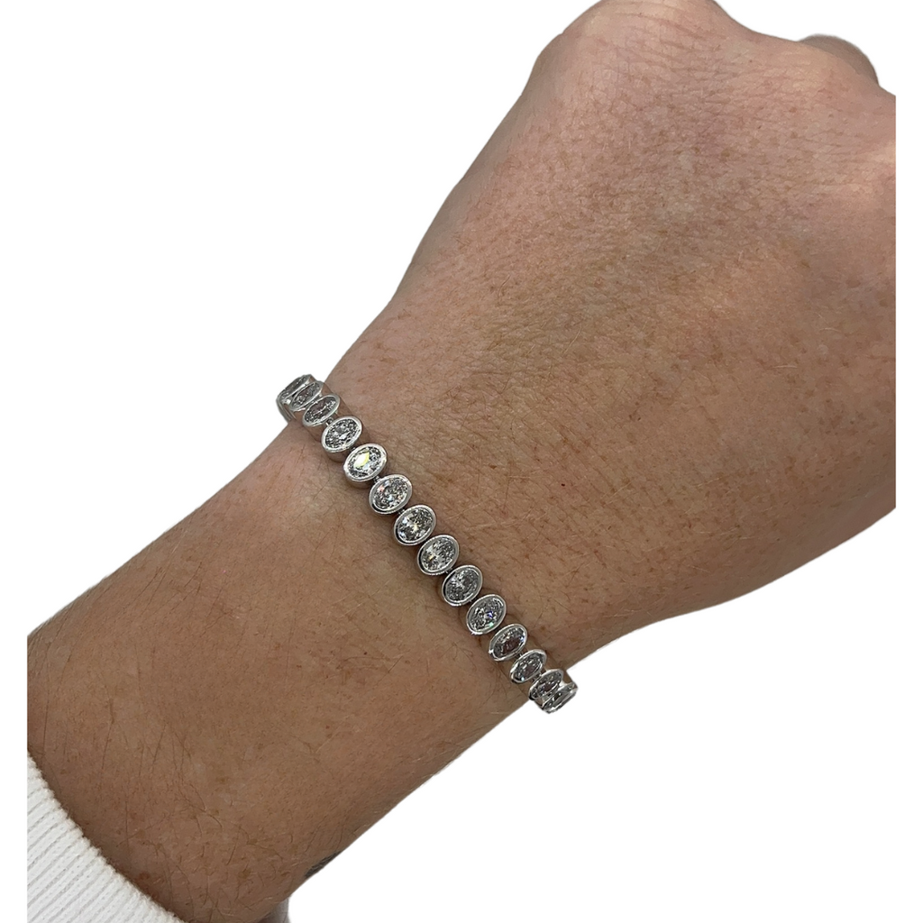 Lab-Grown Oval Bold Bezel Tennis Bracelet