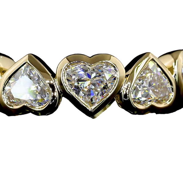 Lab-Grown Bezel Heart Eternity Band