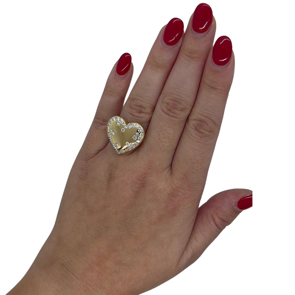 Confetti Heart Statement Ring on hand