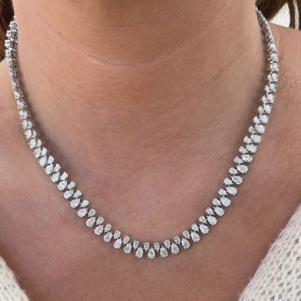 Lab-Grown Alternating Pear Tennis Necklace