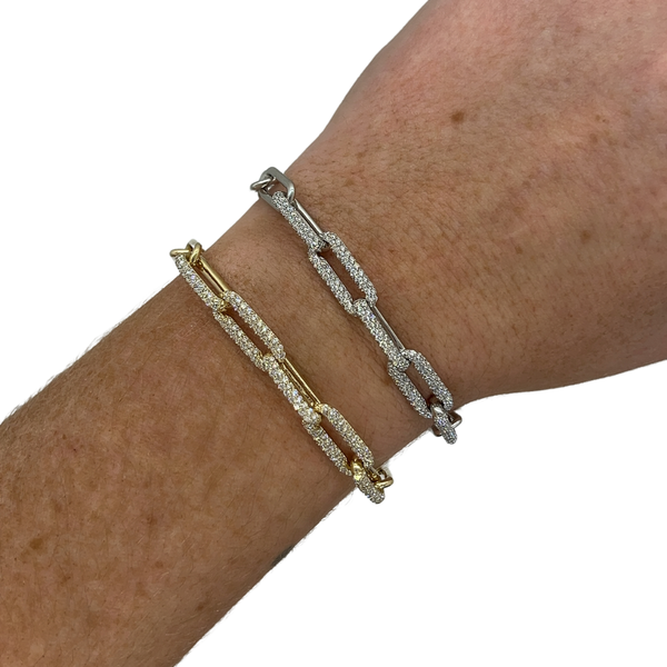 Lab-Grown Pave Paperclip Bracelet