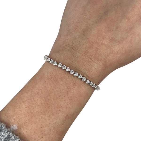 Lab-Grown Heart Shaped 3/4 Tennis Bracelet