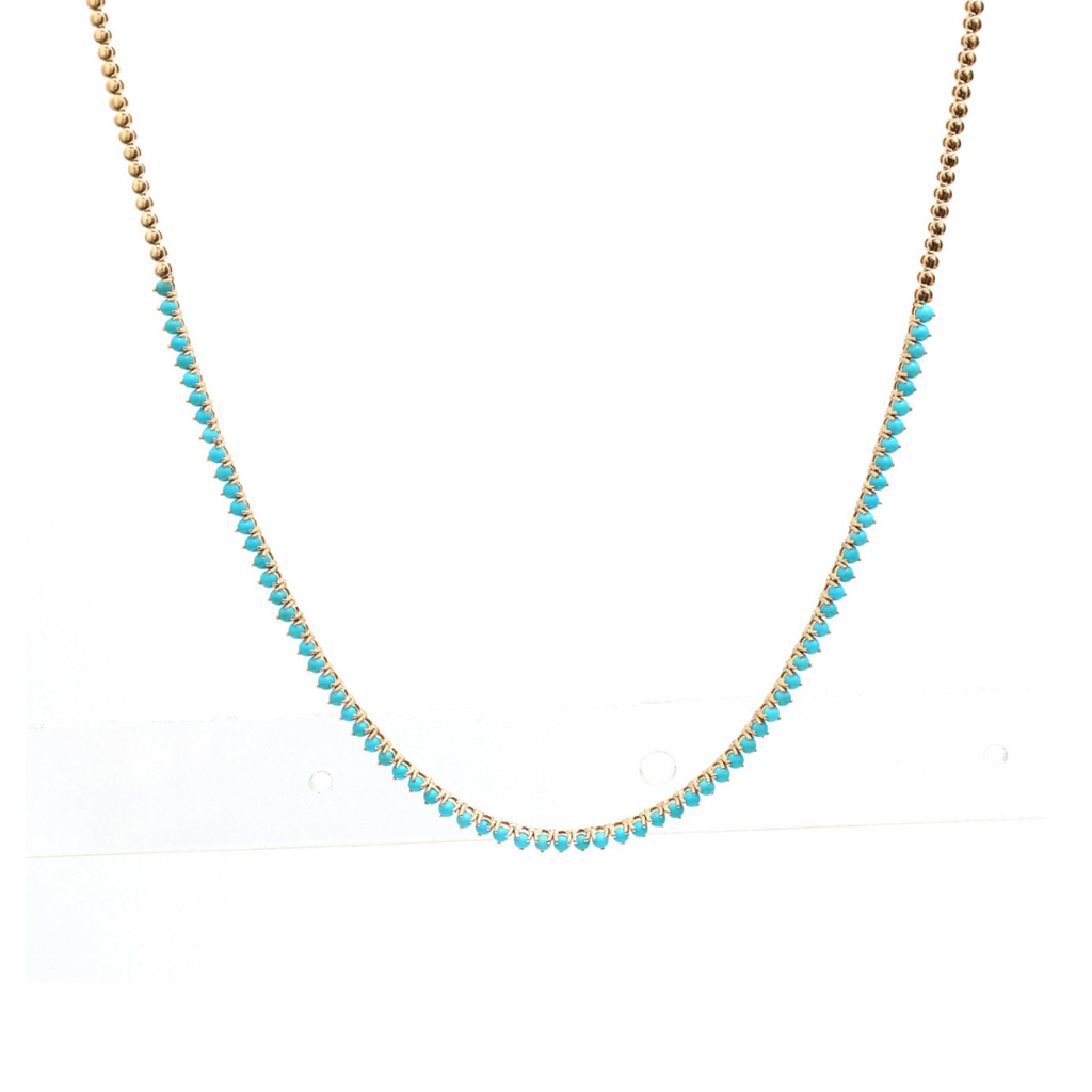 Halfway 3-Prong Turquoise Tennis Necklace
