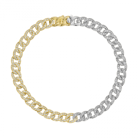 Two Tone Cuban Link Diamond Bracelet