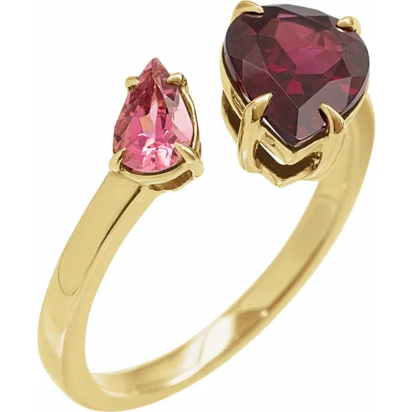 Double Pear Bypass Gemstone Ring