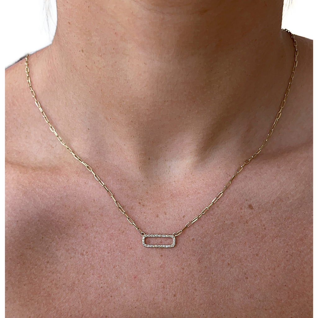 Diamond Paperclip Pendant Necklace