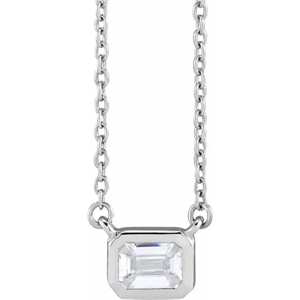 Lab-Grown Bezel Emerald Cut Diamond Necklace