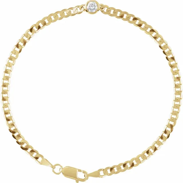 Cuban Link Round Bezel Pendant Bracelet