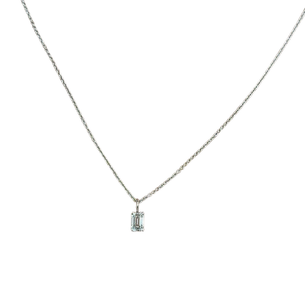 Lab-Grown Solitaire Emerald Drop Necklace