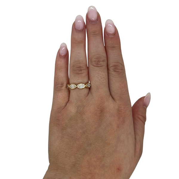 Lab-Grown E/W Bezel Marquise Band on hand