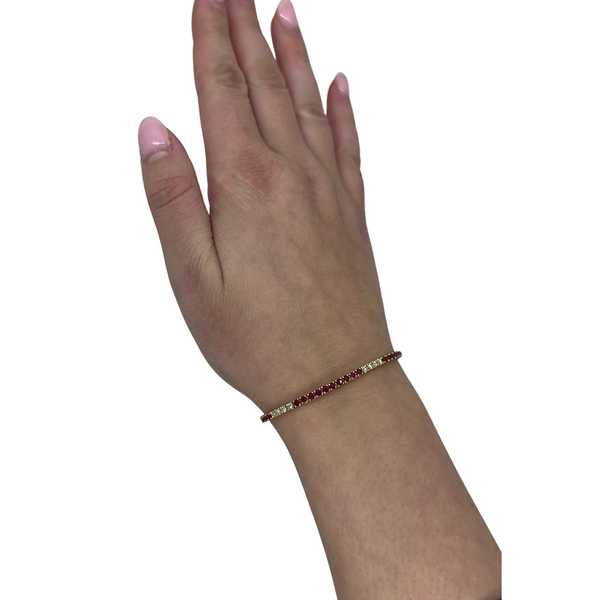 Alternating Ruby & Diamond Tennis Bracelet