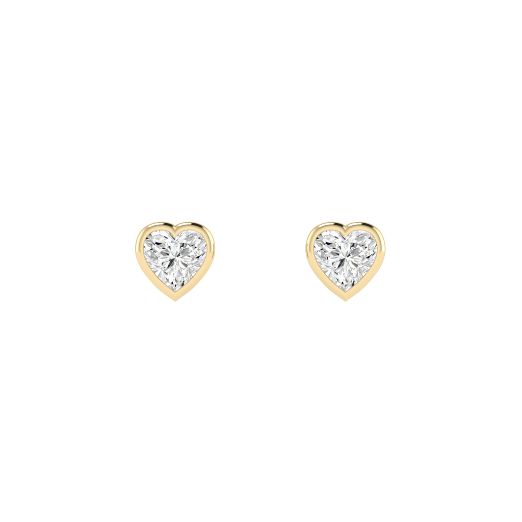 Lab Grown Heart Bezel-Set Studs