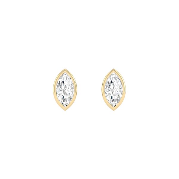 Lab Grown Marquise Bezel-Set Studs