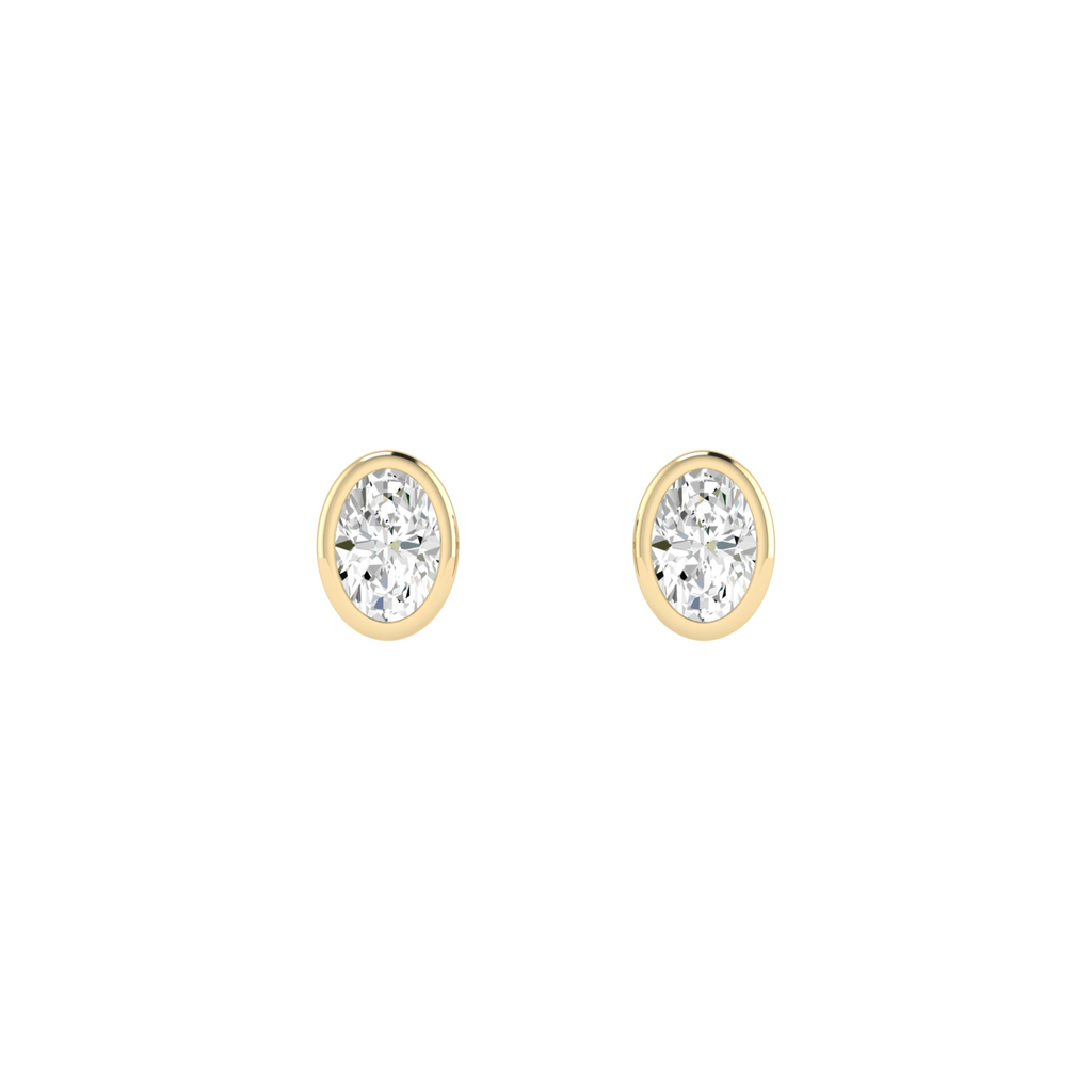 Lab Grown Oval Bezel-Set Studs