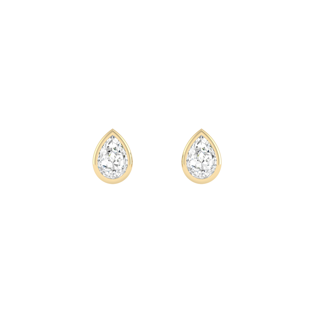 Lab Grown Pear Bezel-Set Studs