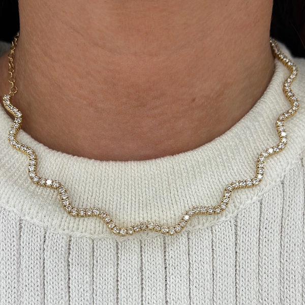 Lab-Grown Wavy Adjustable Tennis Choker
