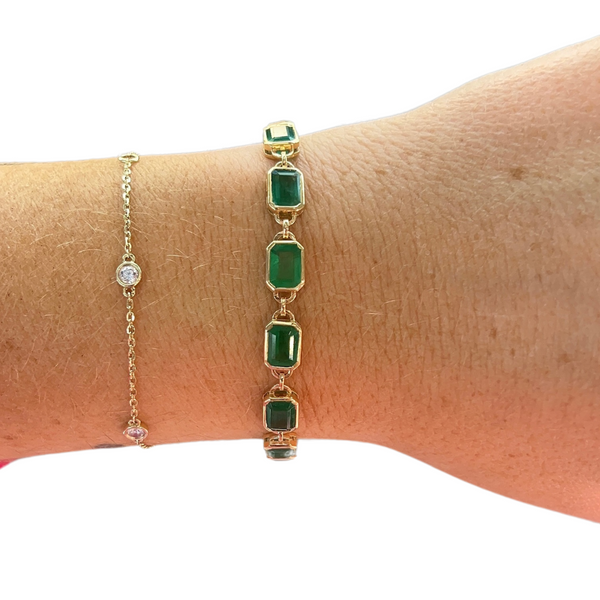 Bezel Emerald Gemstone Tennis Bracelet