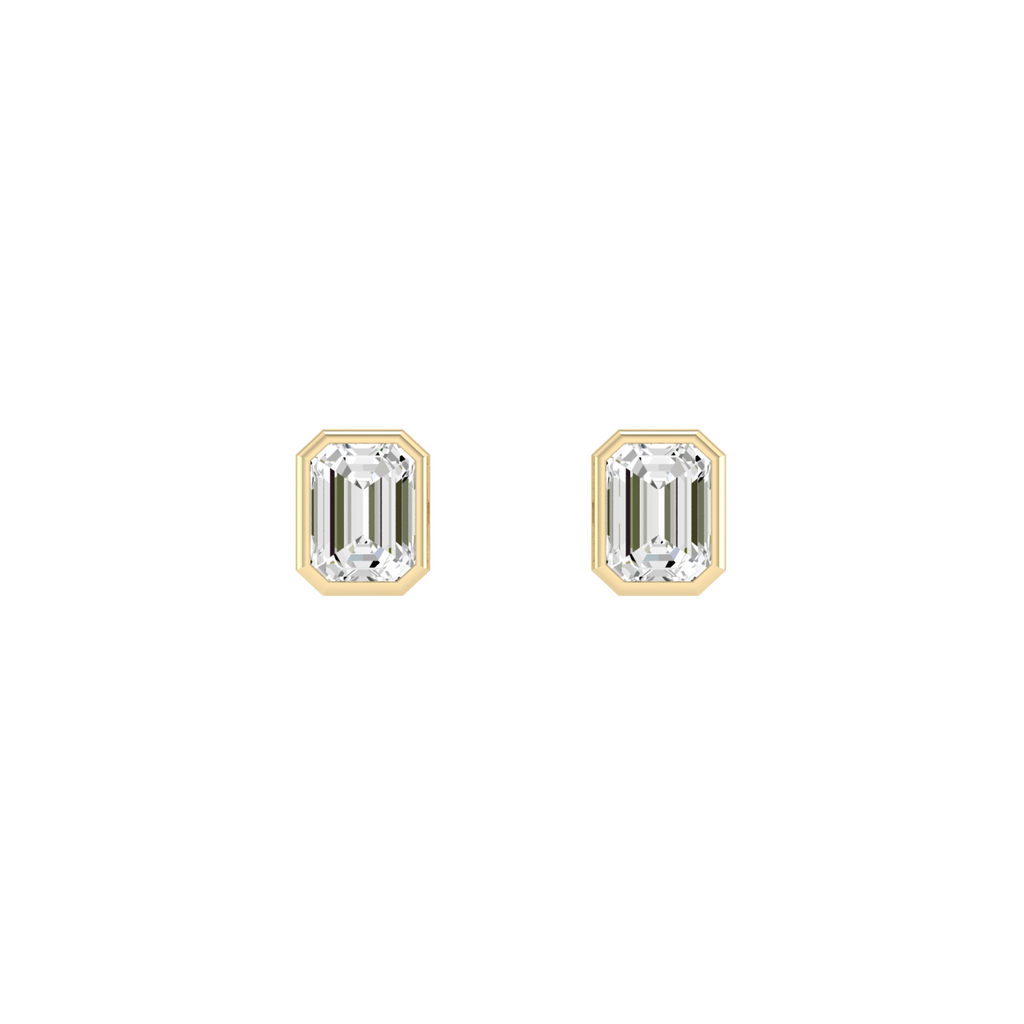 Lab Grown Emerald Bezel-Set Studs