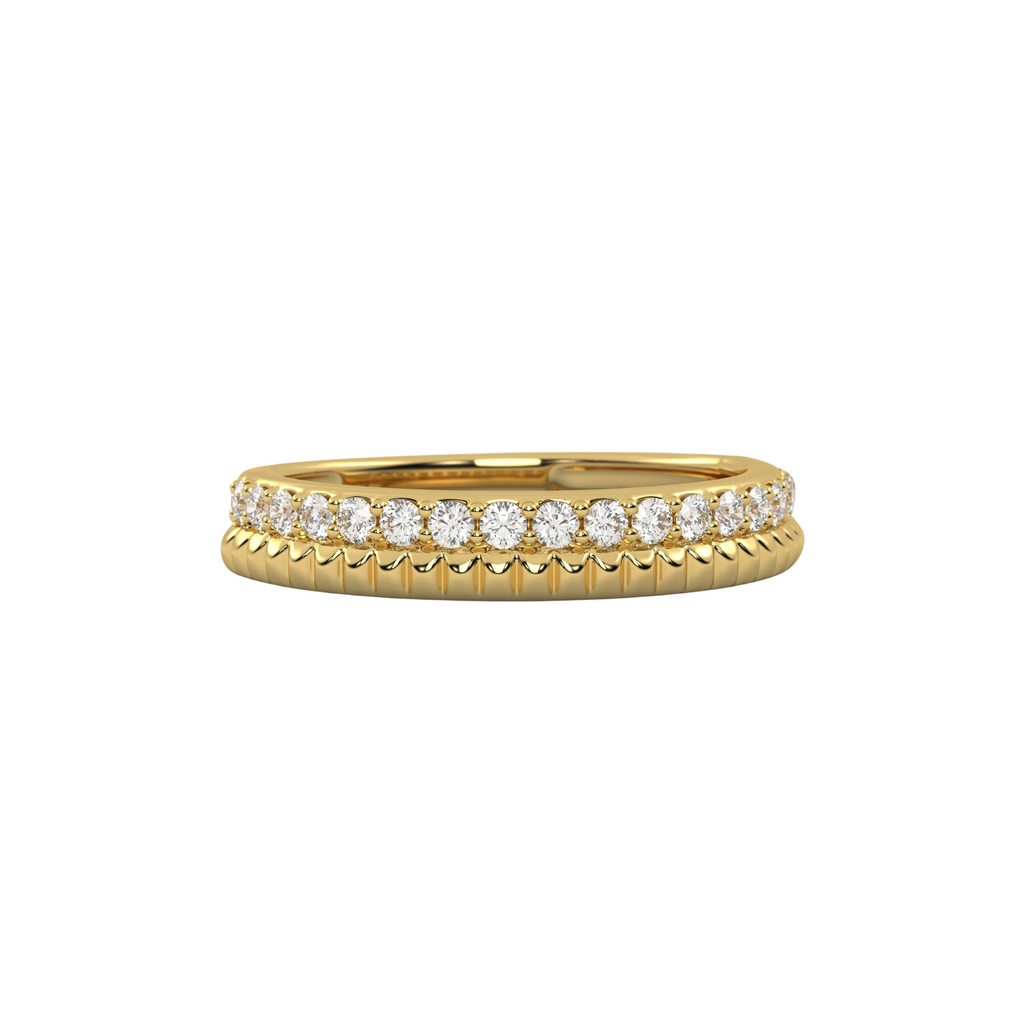 Double Row Fluted Gold & Diamond Band