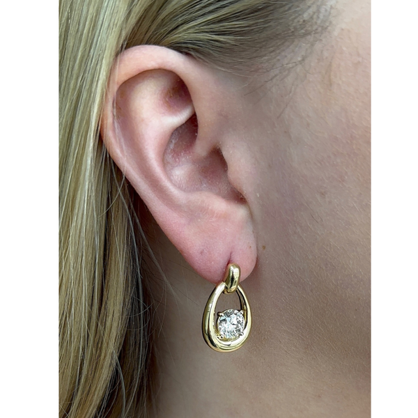 Lab-Grown Teardrop Solitaire Diamond Dangle Earrings
