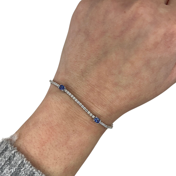 Diamond & Sapphire Adjustable Tennis Bracelet
