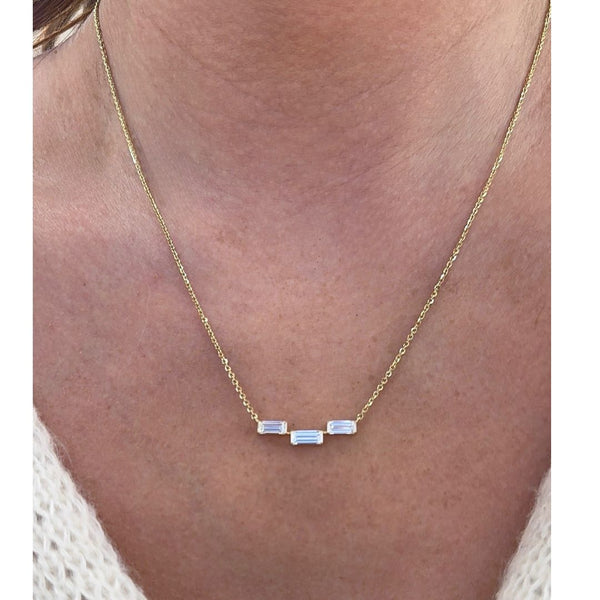Lab-Grown Baguette Podium Necklace
