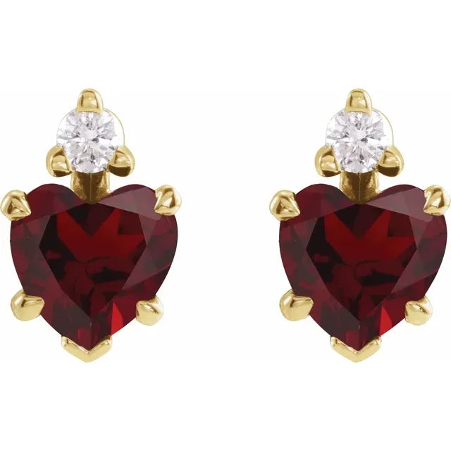 Diamond & Gemstone Heart Studs