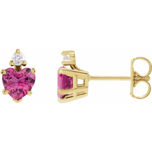 Diamond & Gemstone Heart Studs