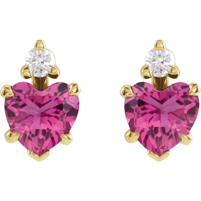 Diamond & Gemstone Heart Studs