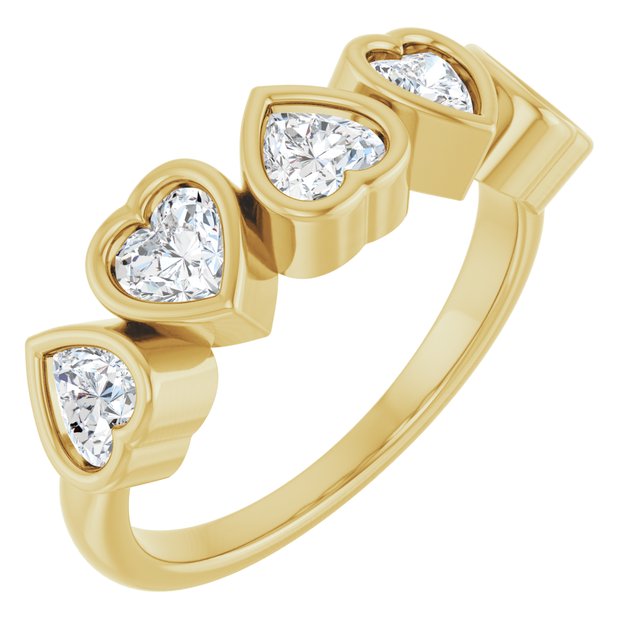Lab-Grown Diamond Five-Stone Heart Ring