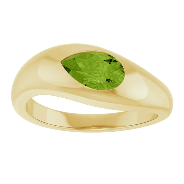 Freeform Inlay Peridot Ring