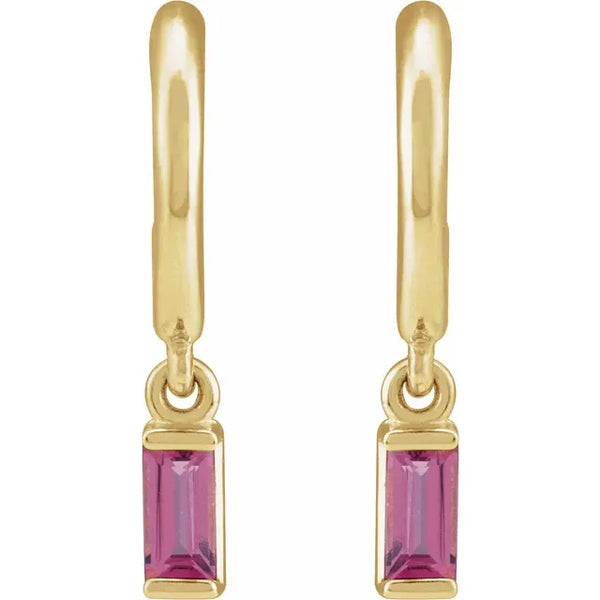 Pink Tourmaline Dangle Huggies