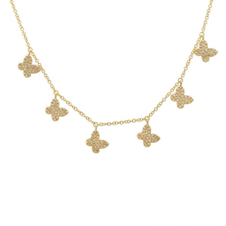 Diamond Pave Butterfly Dangle Necklace