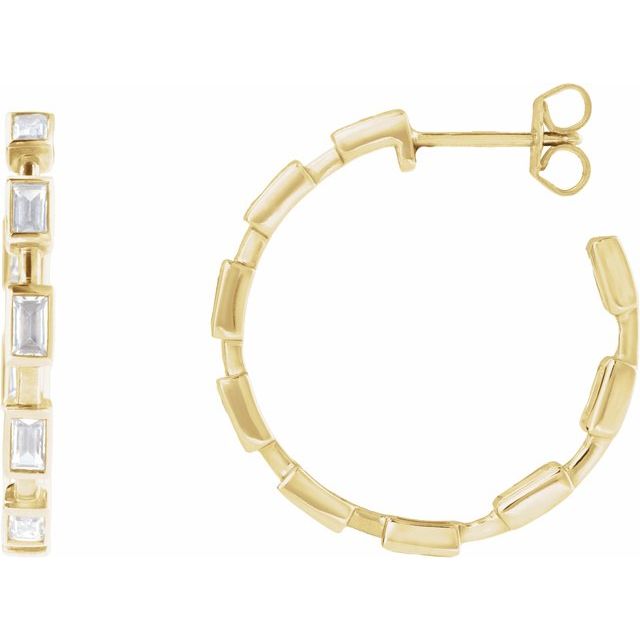 Lab-Grown Baguette Hoops