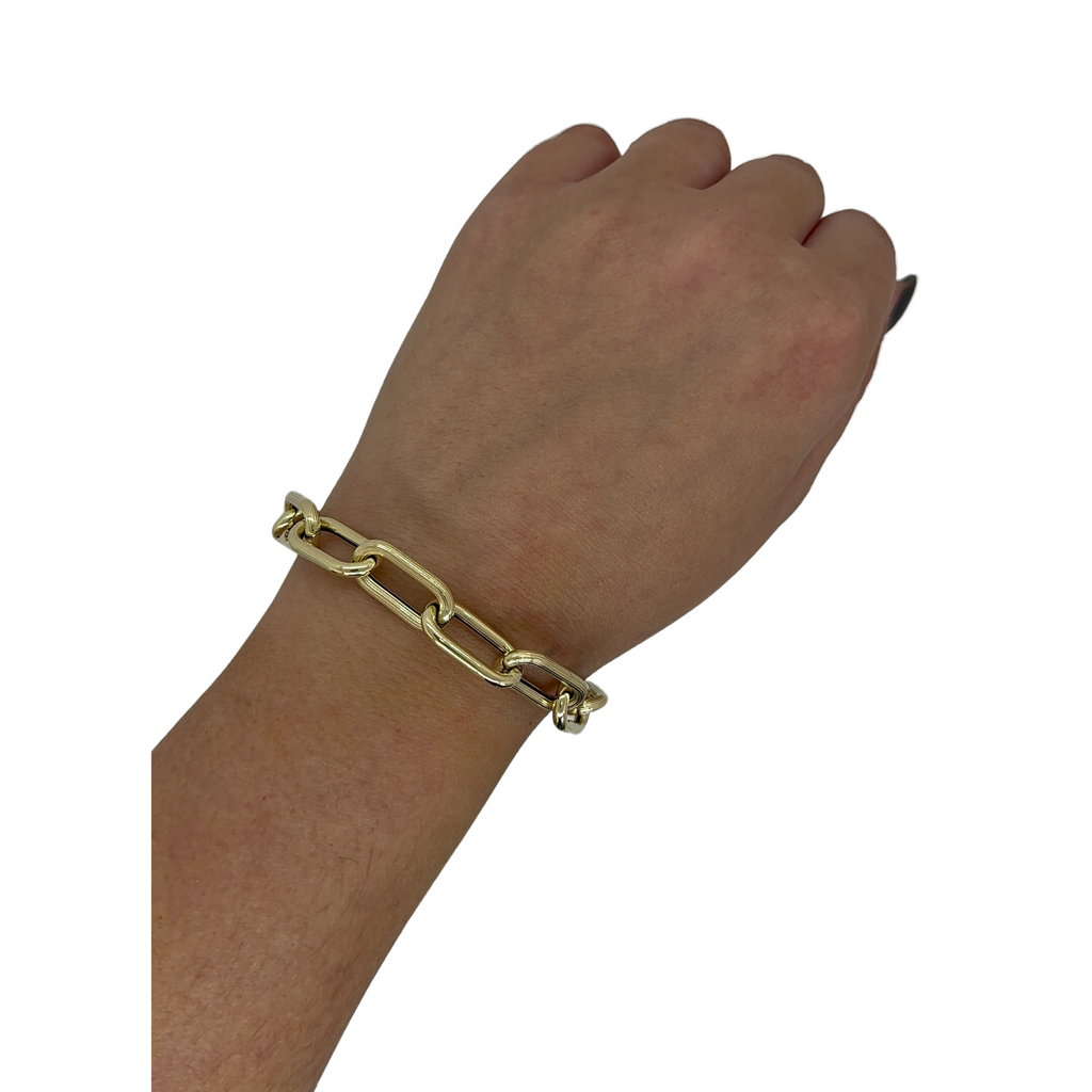 Textured Chunky Gold Paperclip Bracelet