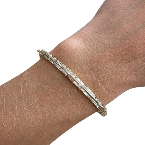 Lab-Grown Double Row Baguette Bangle