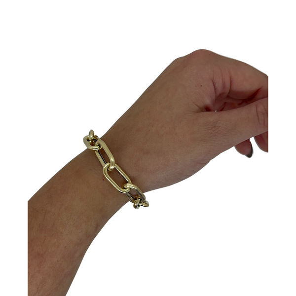 Textured Chunky Gold Paperclip Bracelet