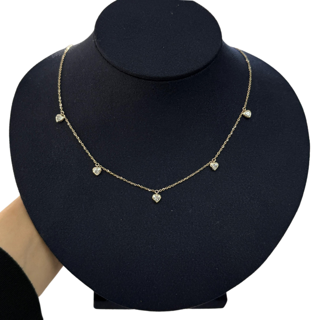 Lab-Grown Bezel Dangle Heart Necklace