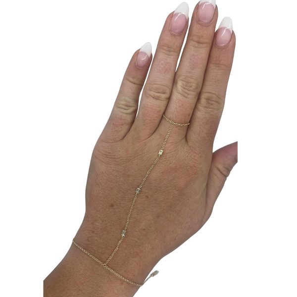 Dainty Bezel Baguette Hand Chain